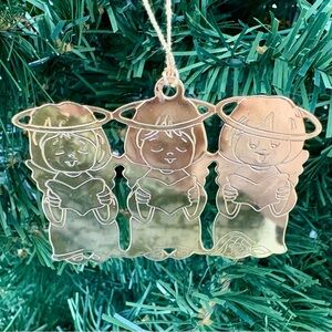 Vintage Gloria Dutchin 1998 Gold Tone Brass 3 Angels Christmas Ornament Holiday